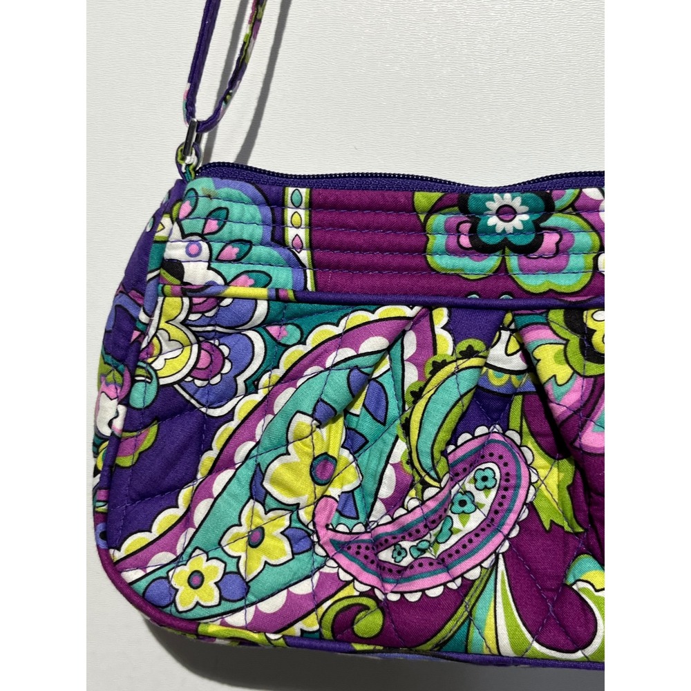 Vera Bradley Go Wild Paisley Quilted Cotton Crossbody Bag Purple Teal 14539-144 - Picture 3 of 14
